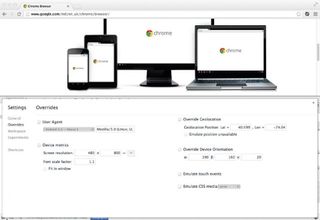 Chrome's emulation tools include geolocation, touch, user agents and print