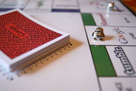 The game lets you buy web properties such as Tumblr and Pinterest