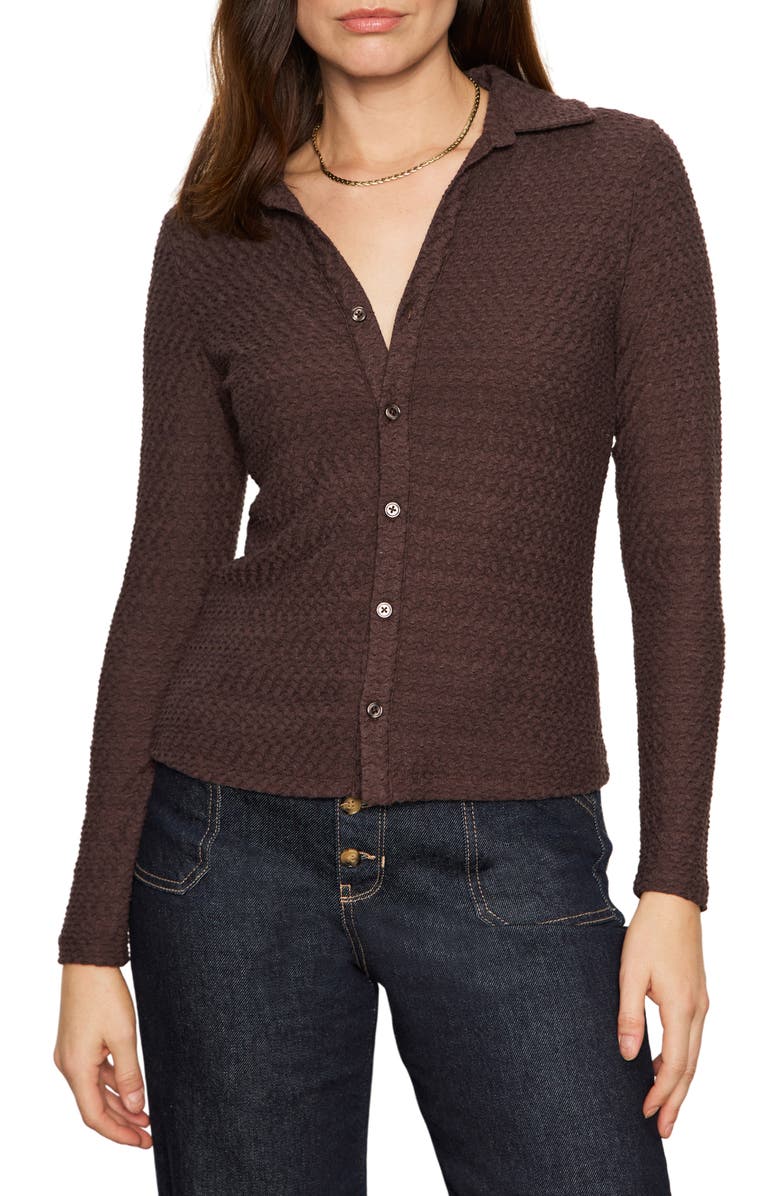 Dreamgirl Textured Knit Button-Up Shirt