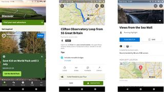 Komoot navigation app screengrabs