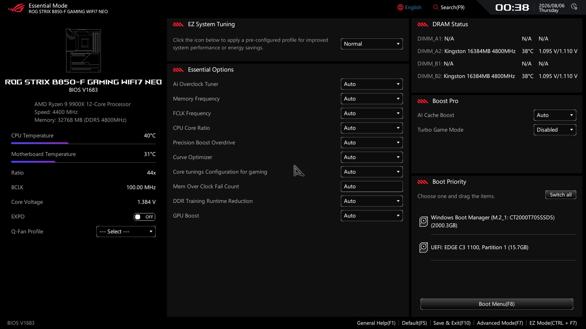 Asus ROG Strix B850-F Gaming Wifi Neo - BIOS