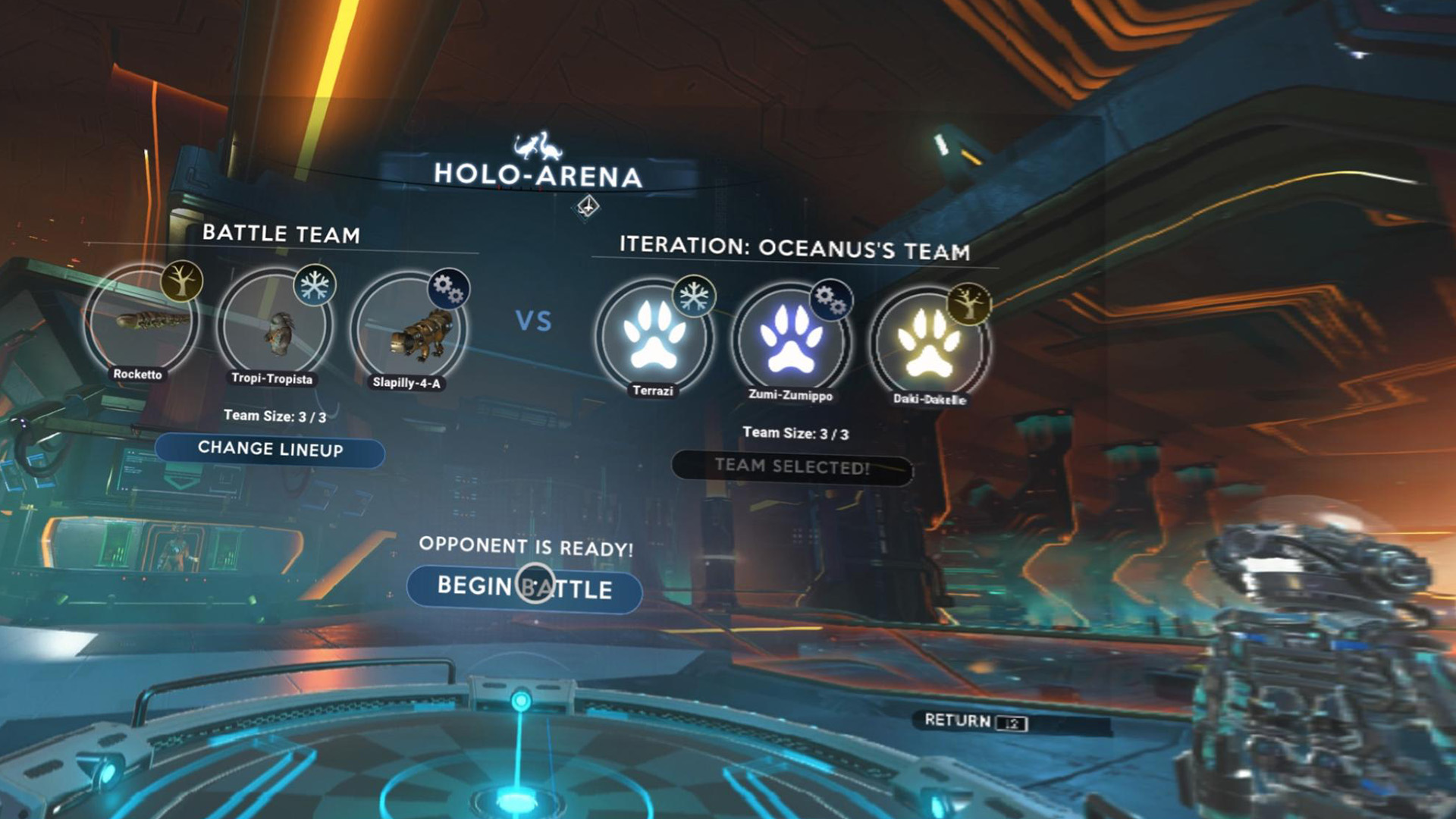 The No Man's Sky: Xeno Arena's holo-arena in VR