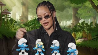 Rihanna introducing the Smurfs for the new Paramount movie, Smurfs (2025).