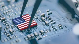 American flag on a chip