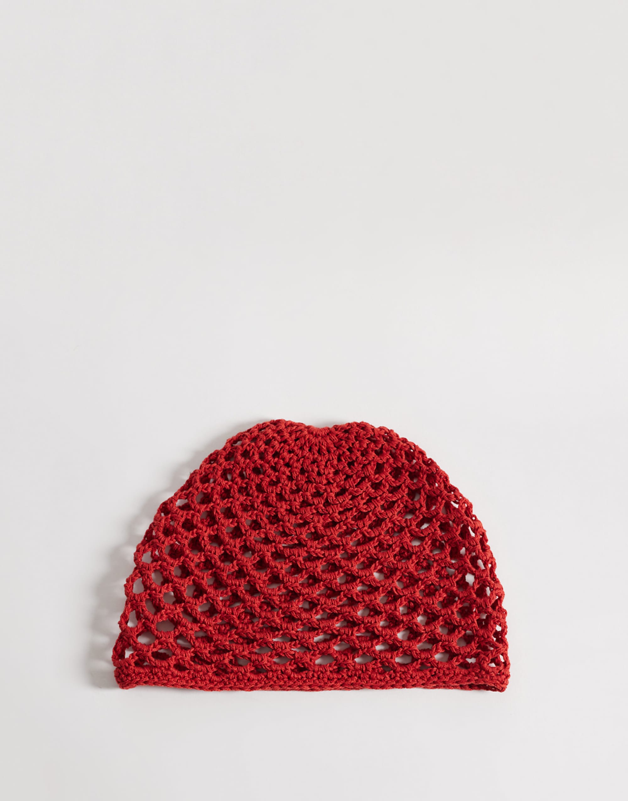 Reclaimed Vintage Crochet Beanie in Burgundy Red