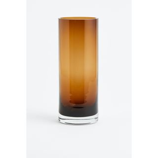 A tall amber vase