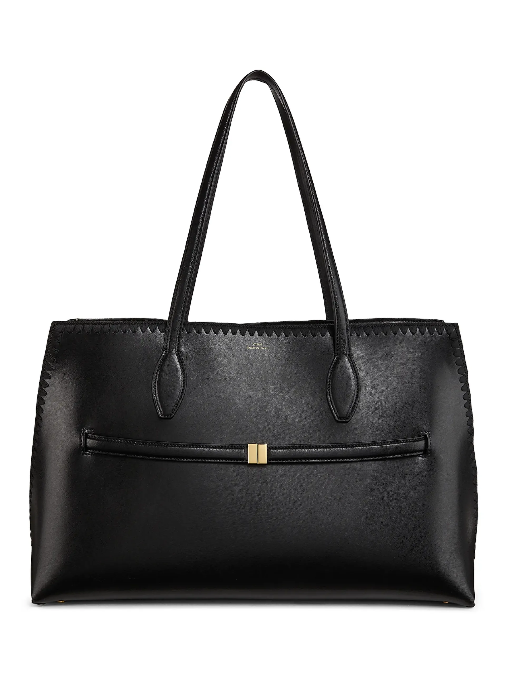 Embroidered Lounge Belted Leather Tote Bag
