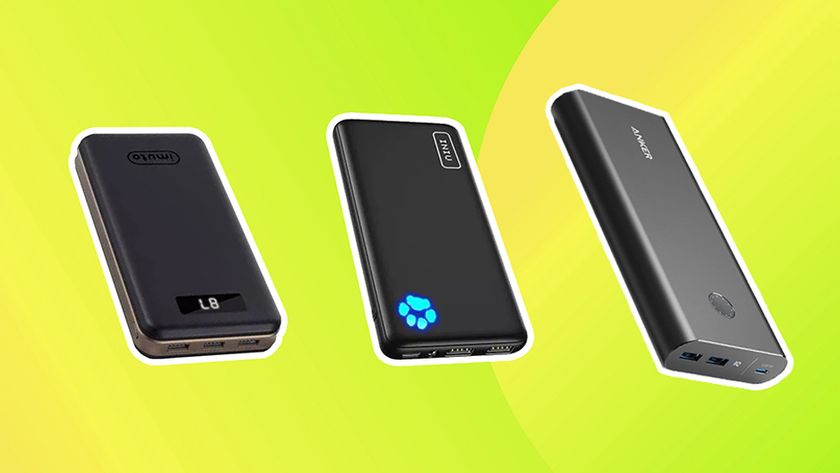 Three of the best power banks on a yellow background