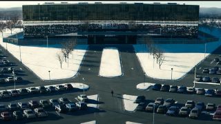 The exterior of the office building surrounded by parking lots in Severance