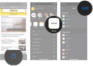 Tap share button, tap More, tap Edit