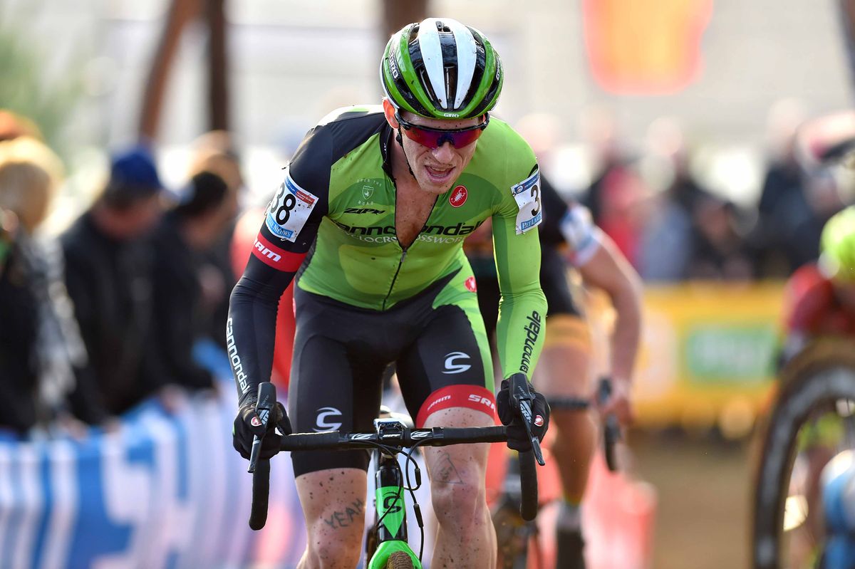 Stephen Hyde (Cannondale-Cyclocrossworld) punctured after a strong first lap