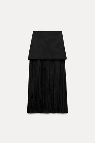 Mixed Pleated Knit Skirt