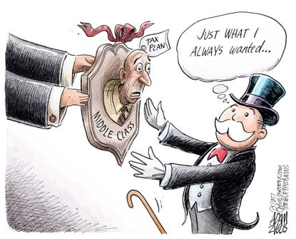 Political cartoon U.S. tax cuts middle class