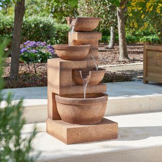 Kendal 4 Tier Cascade Water Fountain Garden Feature With Lights 86cm