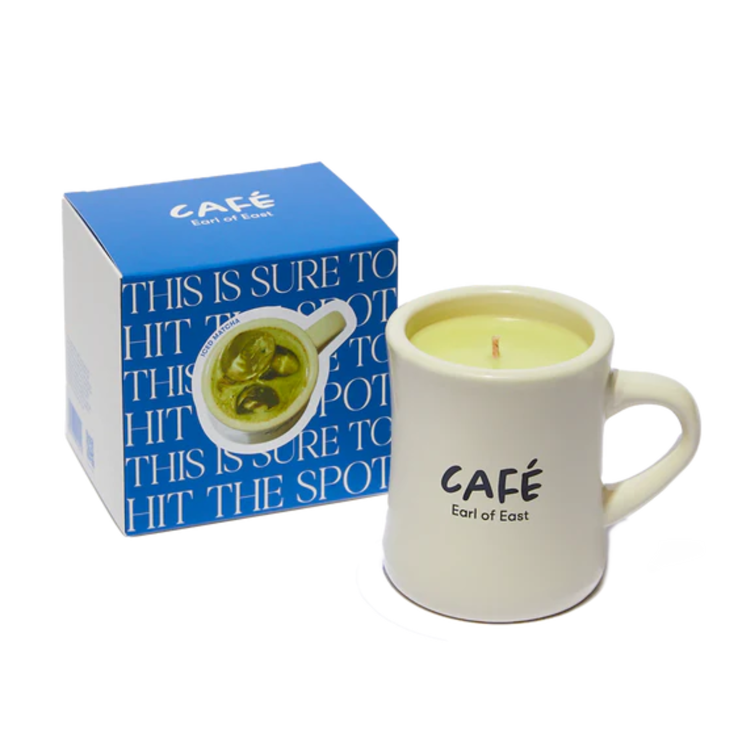 A candle box and a match candle in a mug