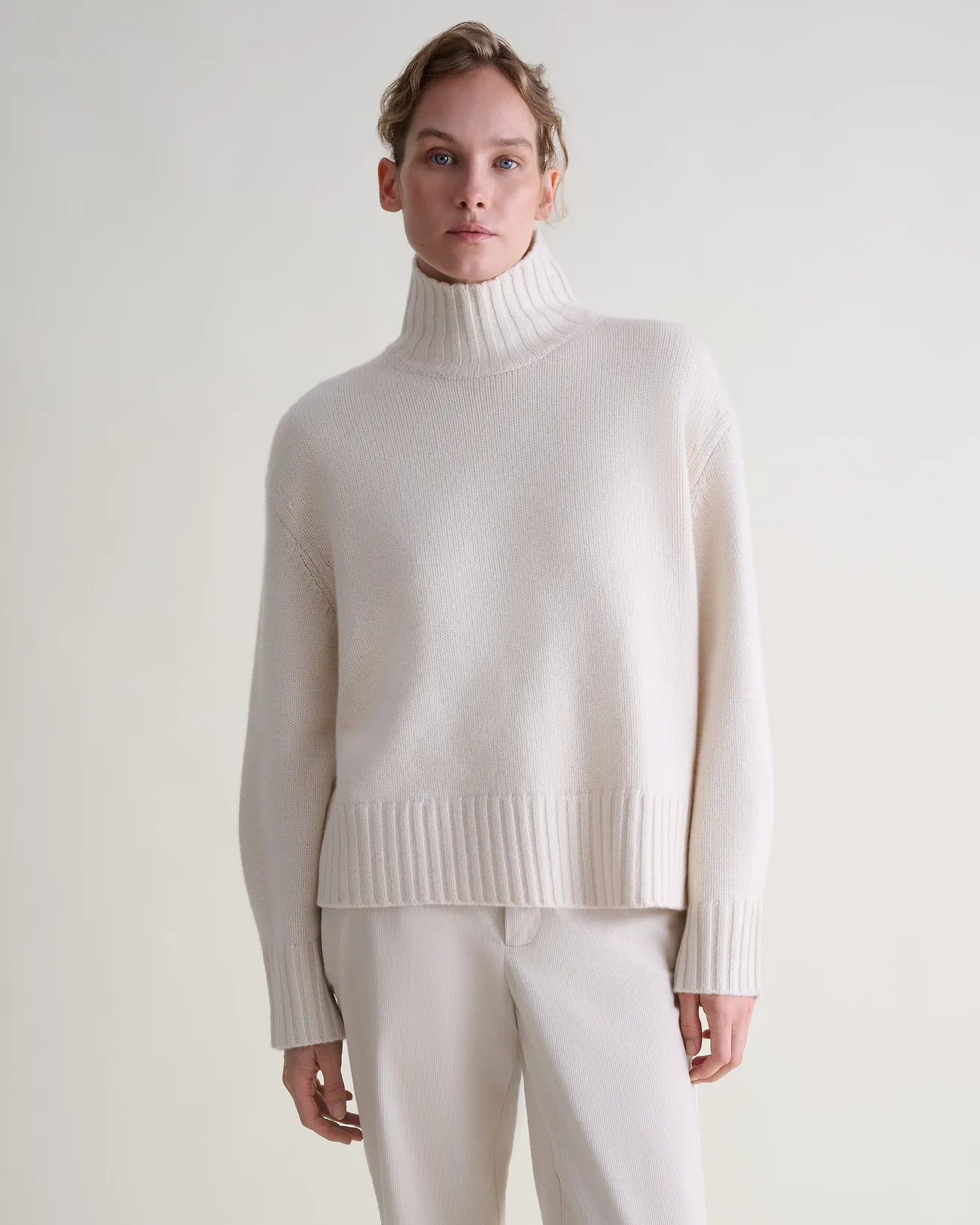 Rise &amp;amp; Fall, Women's Finest Cashmere High Neck Jumper - Buttermilk - Xs / Buttermilk