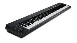 The Alesis Q88 is a piano-style USB/MIDI controller with 88 semi-weighted keys