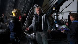 Prometheus: Ridley Scott advising Michael Fassbender on set