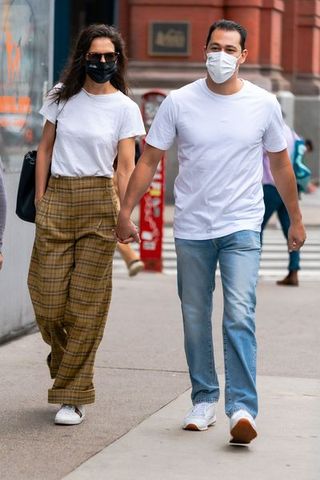 new york, new york october 01 katie holmes and emilio vitolo jr are seen in soho on october 01, 2020 in new york city photo by gothamgc images