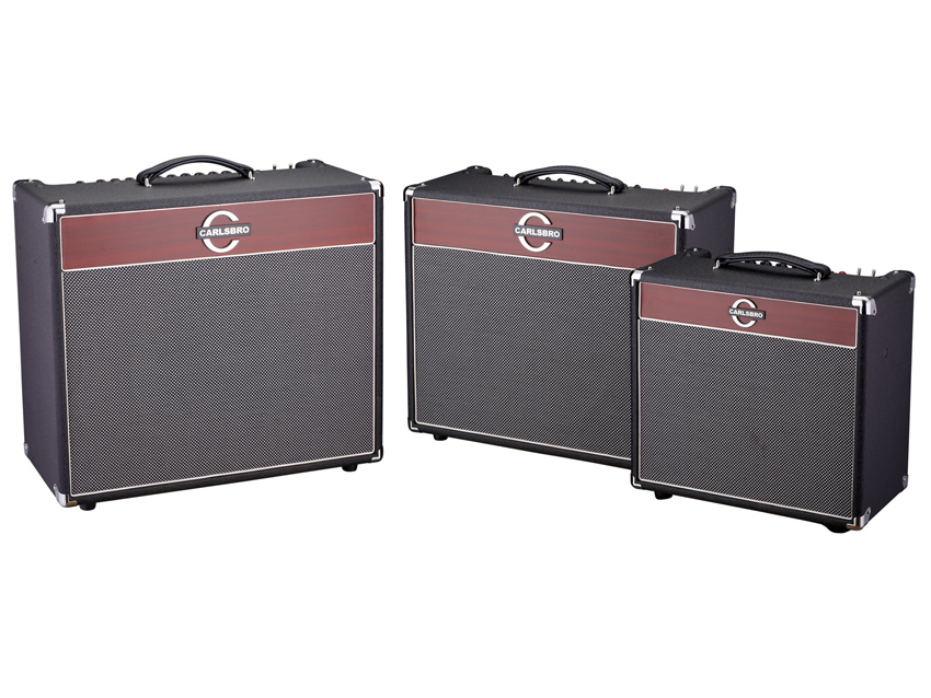 From left, Carlsbro&#039;s new VAC 60, VAC 30 and VAC 15 tube combo amps.