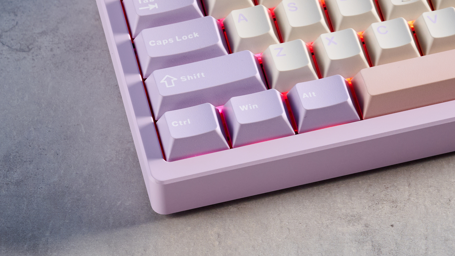 A purple Wobkey Rainy 75 Pro wireless mechanical keyboard with hot-swappable switches
