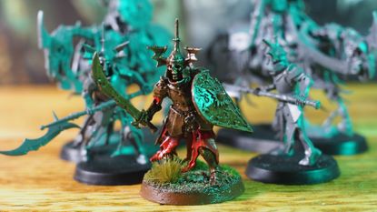 Deathrattle Barrow Guard and Barrow Knights on a wooden table