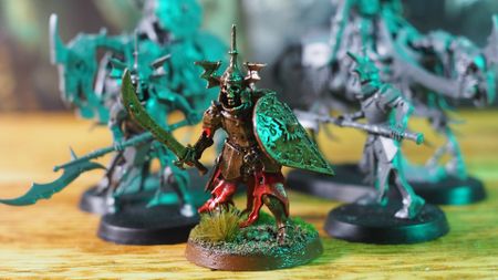 Deathrattle Barrow Guard and Barrow Knights on a wooden table