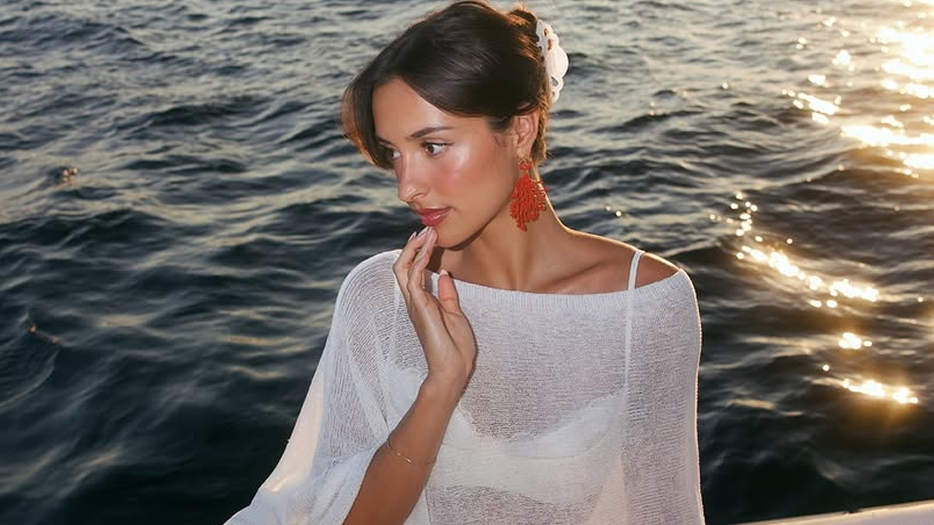 Alexandra Leclerc married Charles Leclerc in a lace off-the-shoulder wedding gown