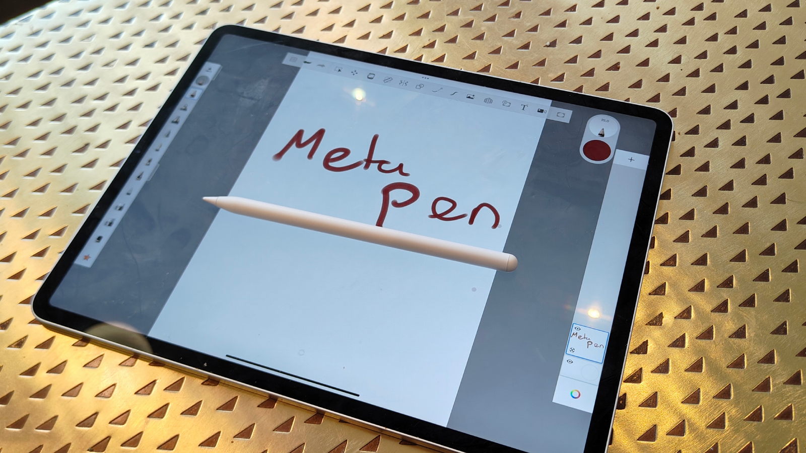 The Metapen A8 on top an iPad.