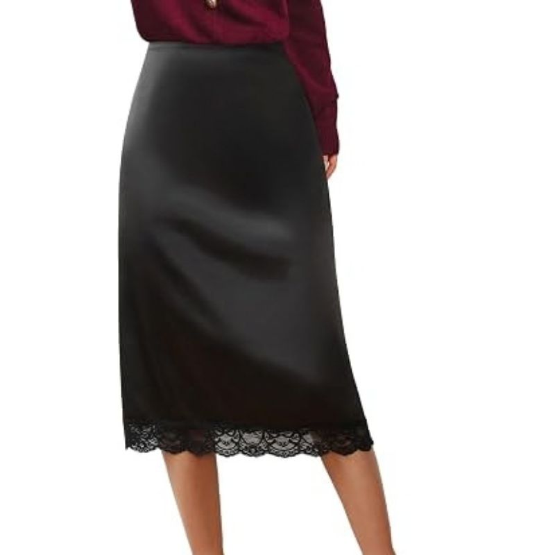 Cupshe, High Waisted Lace Trim Hem Skirt