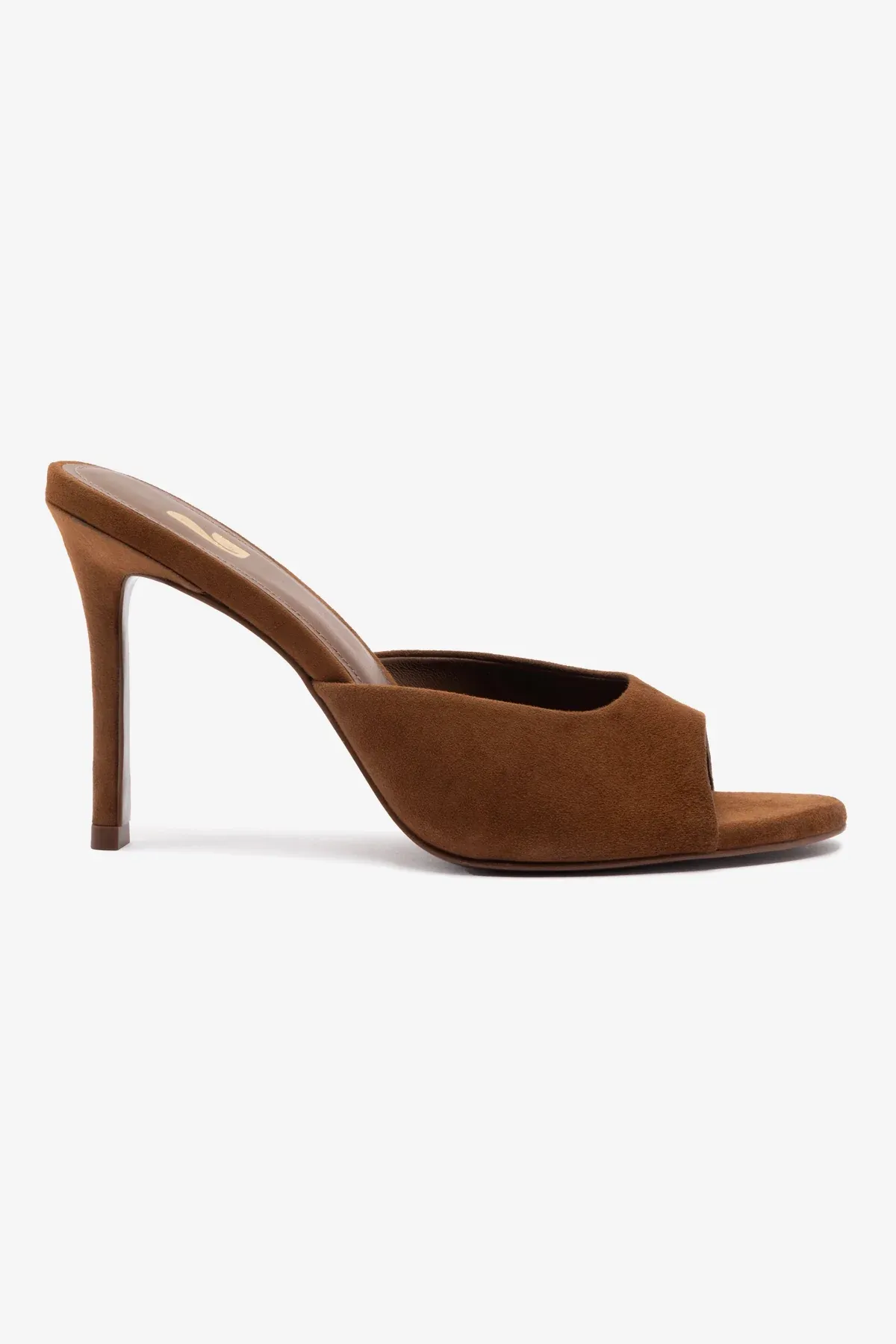 Larroudé, Jasmine Hi Mule in Burnt Umber Suede