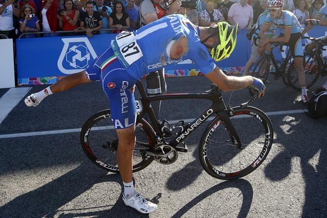 Gianni Moscon (Italy) crashes in the under-23 men's race at Worlds