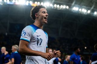 Curtis Jones of England celebrates during the UEFA Under-21 Euro 2023 final match between England and Spain