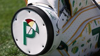Rickie Fowler's golf bag with the Arnold Palmer logo