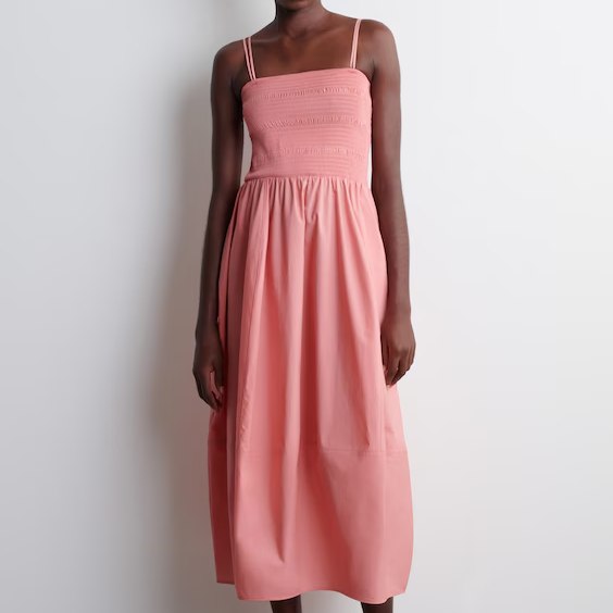 Cos Smocked Pink Midi Dress