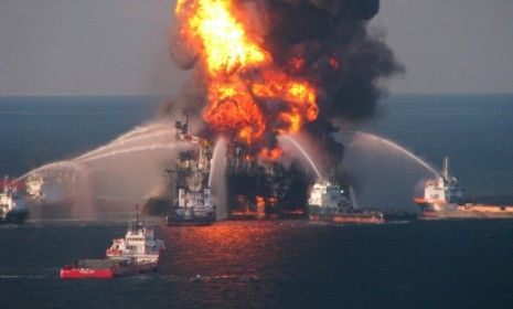 Fire boats battle the blazing remnants of the offshore oil rig Deepwater Horizon April 21, 2010: Hollywood is making a movie based on the doomed rig&amp;#039;s crew who fight to survive the explosion.