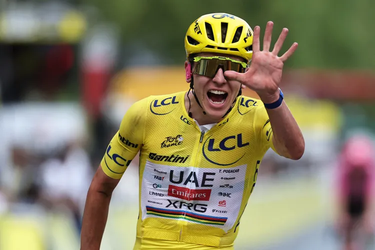 Tour de France: Tadej Pogačar equals record with fifth yellow jersey as Mathieu van der Poel wins thrilling stage 21