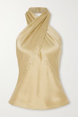 L'AGENCE Letitia Silk-Charmeuse Halterneck Top