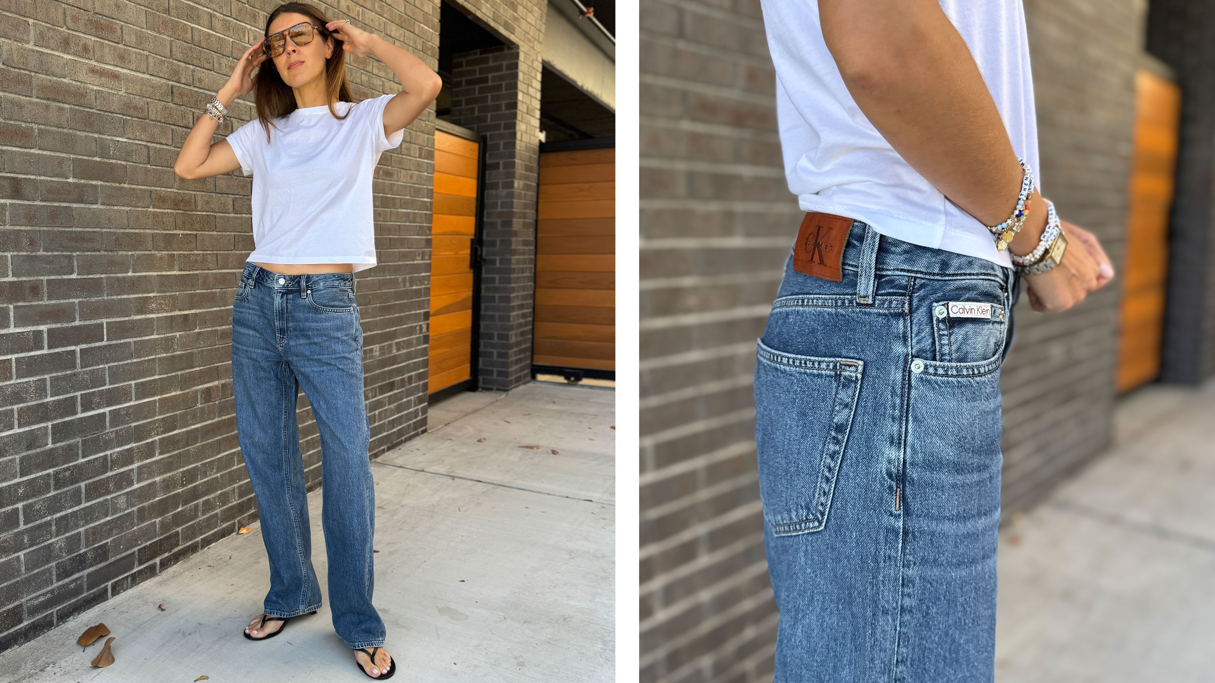 Fashion editor Judith Jones in '90s Calvin Klein jeans and a white tee.