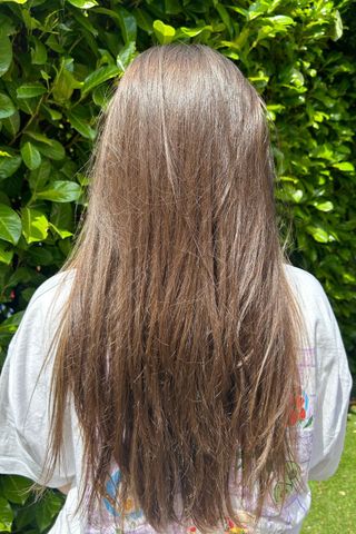 El cabello de Tori antes de usar Glaze