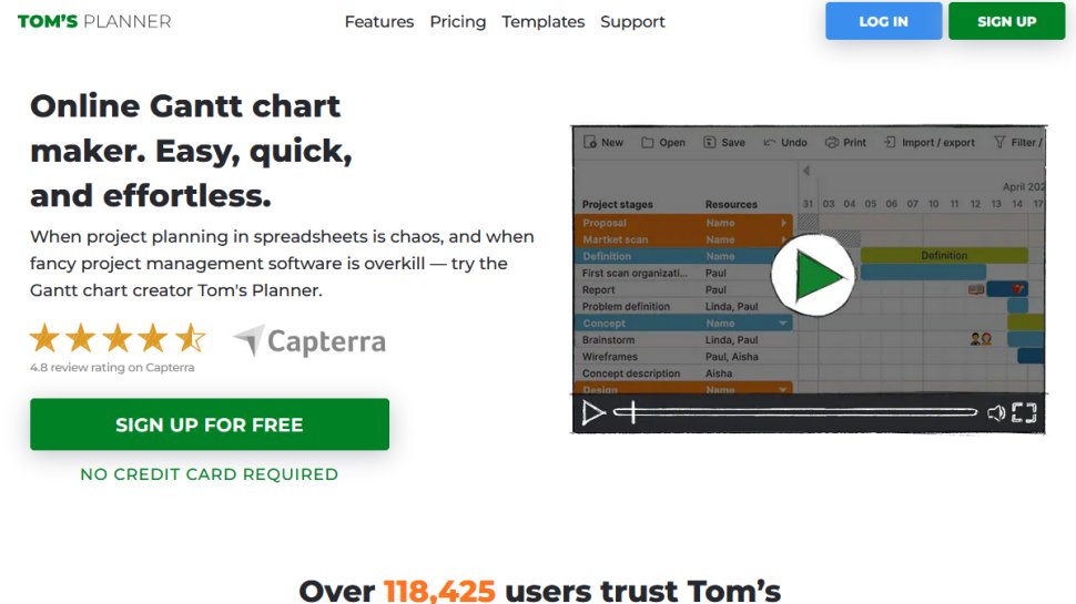 Tom&#039;s Planner website screenshot (October 2025).