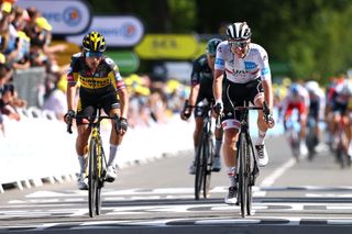 Primoz Roglic and Tadej Pogcar on stage two of the 2021 Tour de France