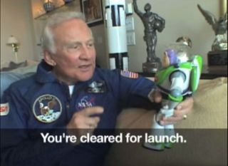 Buzz Aldrin Clears Buzz Lightyear for Launch