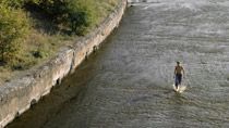 A man running in water