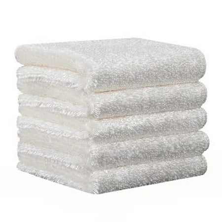 Reusable White Bamboo Fiber Dish Cloths, 5 Count
