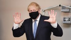 Boris Johnson wearing a mask