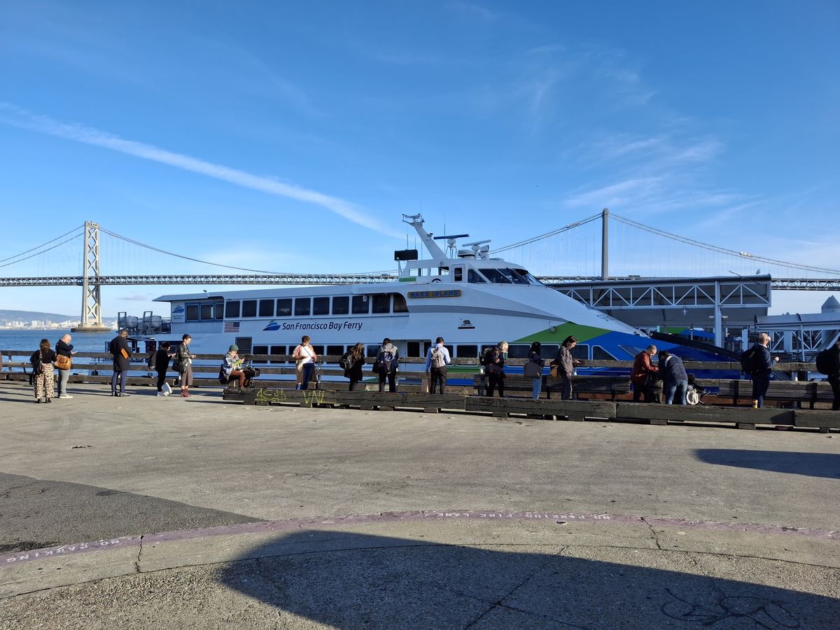 shot of a ferry boat shot by the Galaxy A35