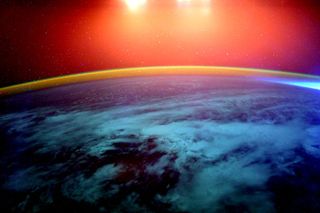 International Space Station Orange Glow