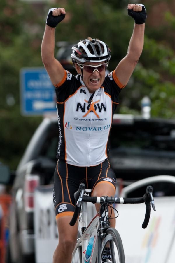 Anne Samplonius takes the win in stage three of the Aspen Pro Women's Stage Race in downtown Aspen.