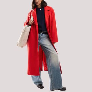 flat lay image of red asos coat